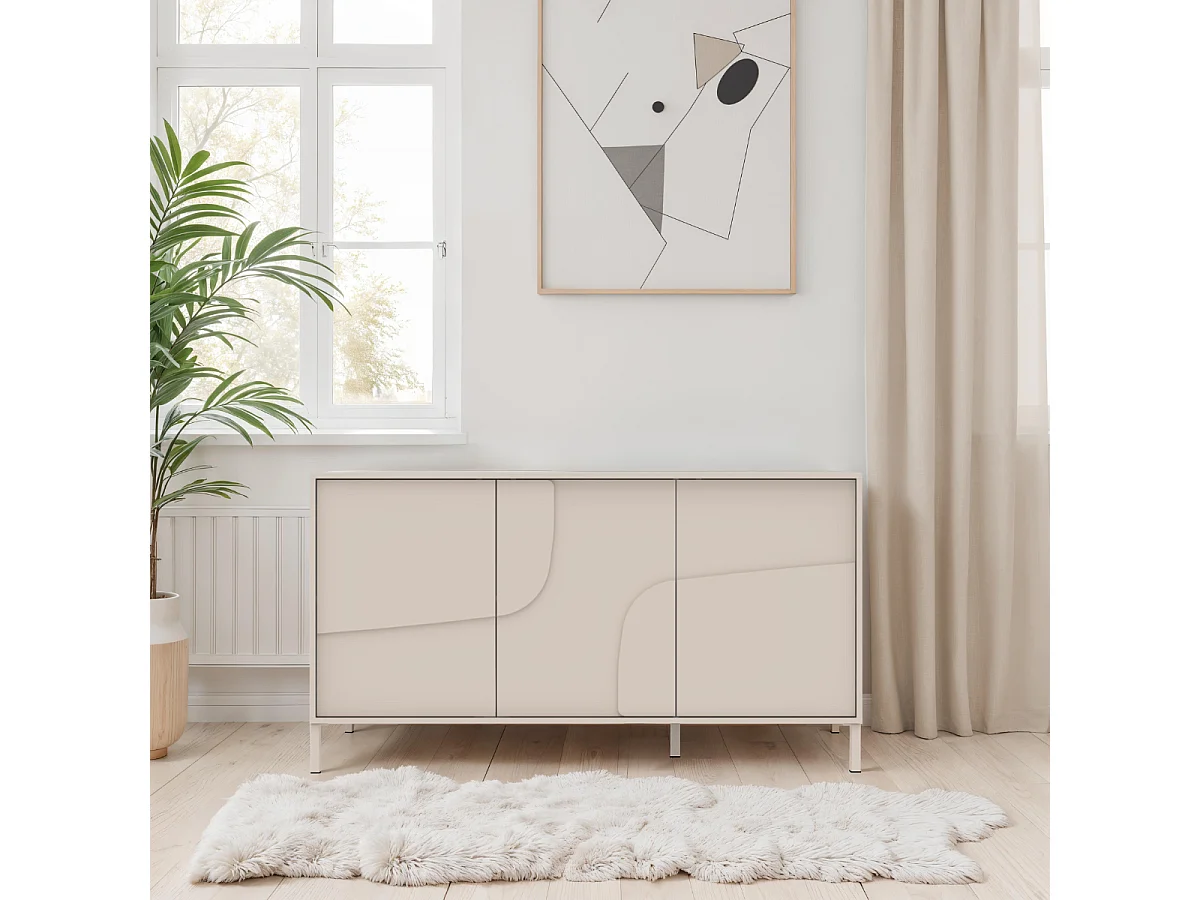 Aparador de 3 puertas decoradas color cachemira L155 cm - TERRA