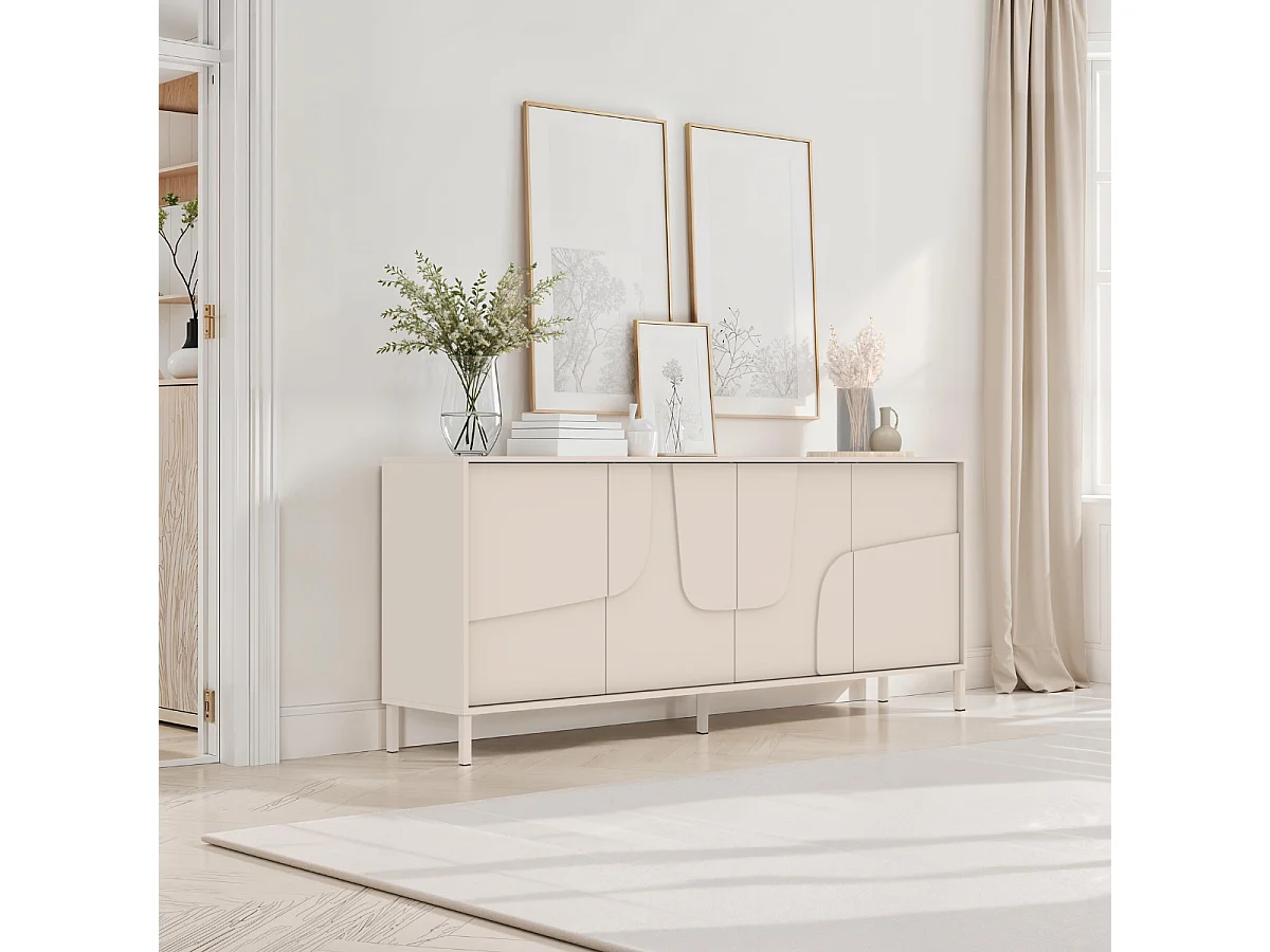 Aparador de 3 puertas decoradas color cachemira L155 cm - TERRA