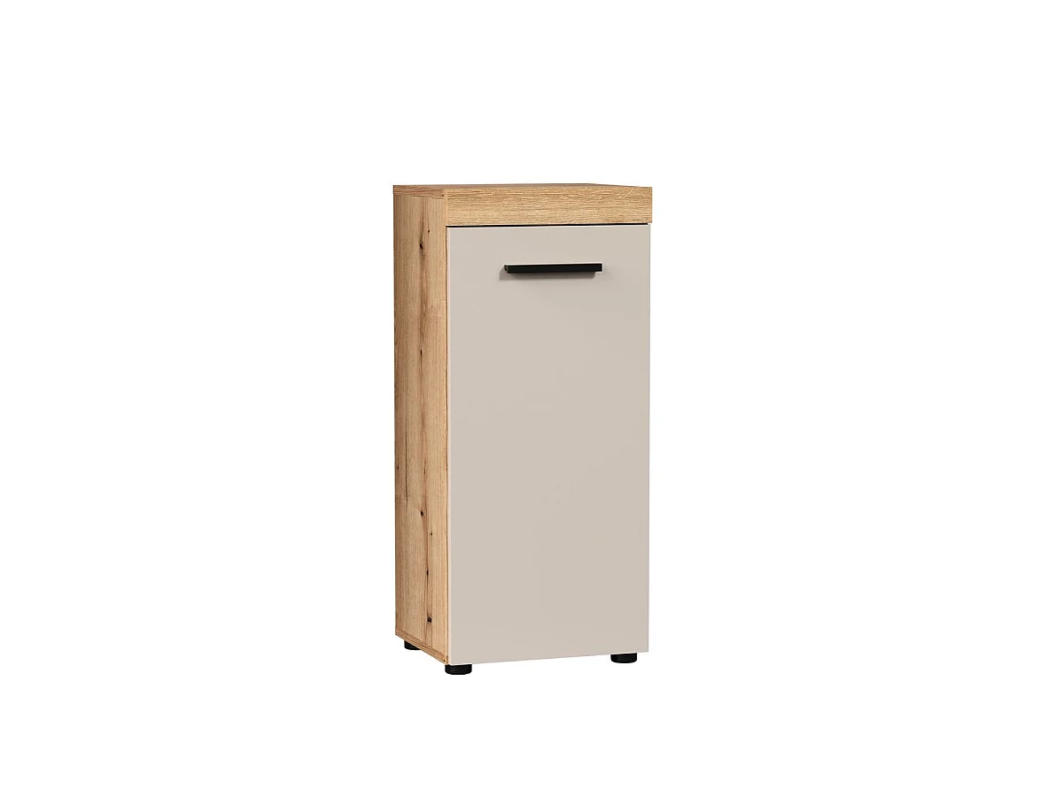 Meuble de salle de bain 1 porte décor chêne et cashmere L36 cm - MINA