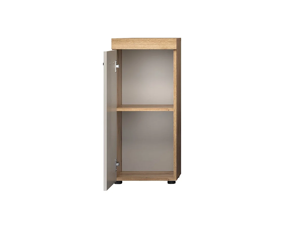 Meuble de salle de bain 1 porte décor chêne et cashmere L36 cm - MINA