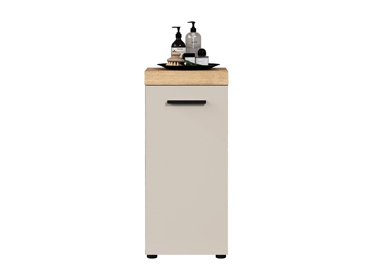 Meuble de salle de bain 1 porte décor chêne et cashmere L36 cm - MINA