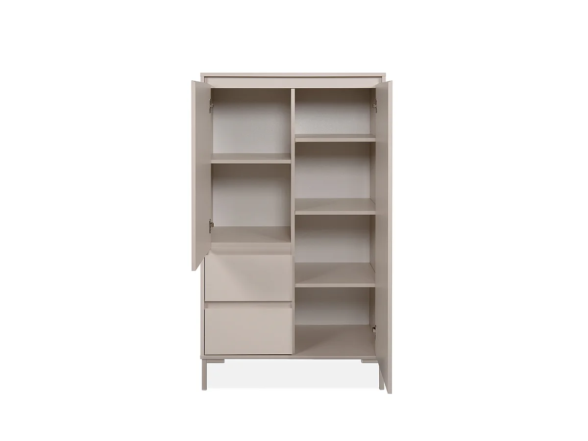 Highboard 2 Türen und 2 Schubladen, Farbe Kaschmir H139 cm - NERIO
