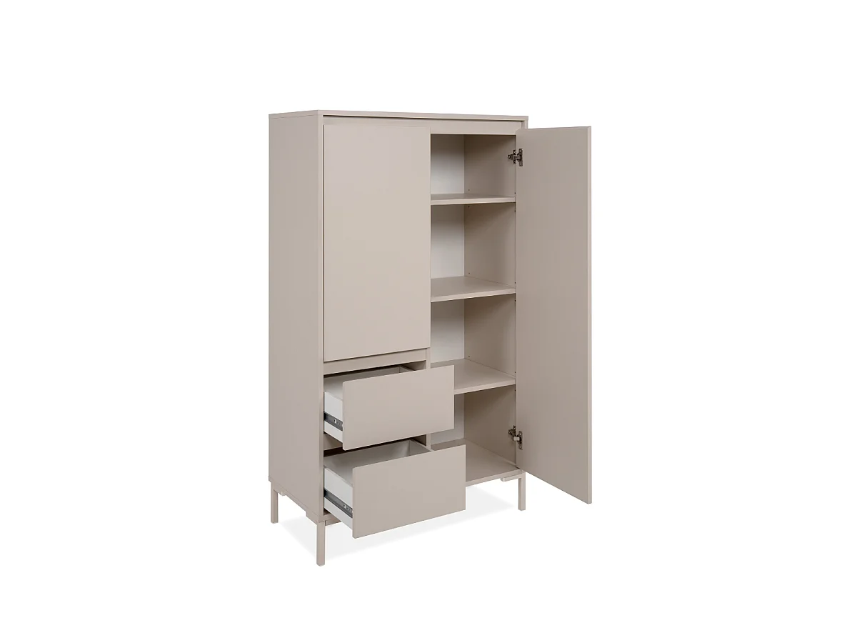 Highboard 2 Türen und 2 Schubladen, Farbe Kaschmir H139 cm - NERIO