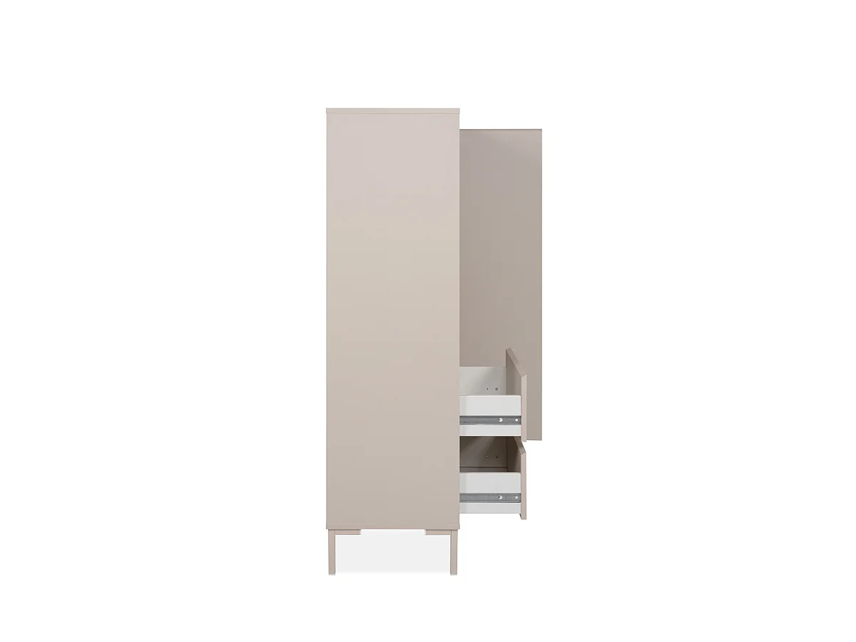 Highboard 2 Türen und 2 Schubladen, Farbe Kaschmir H139 cm - NERIO