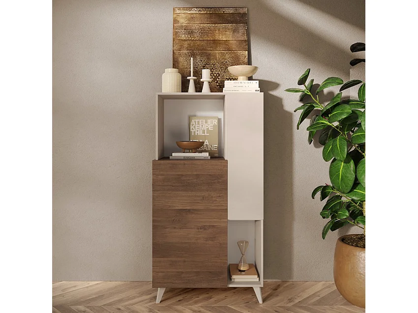 Credenza 2 ante, 2 nicchie e 2 ripiani L80 cm - MALA