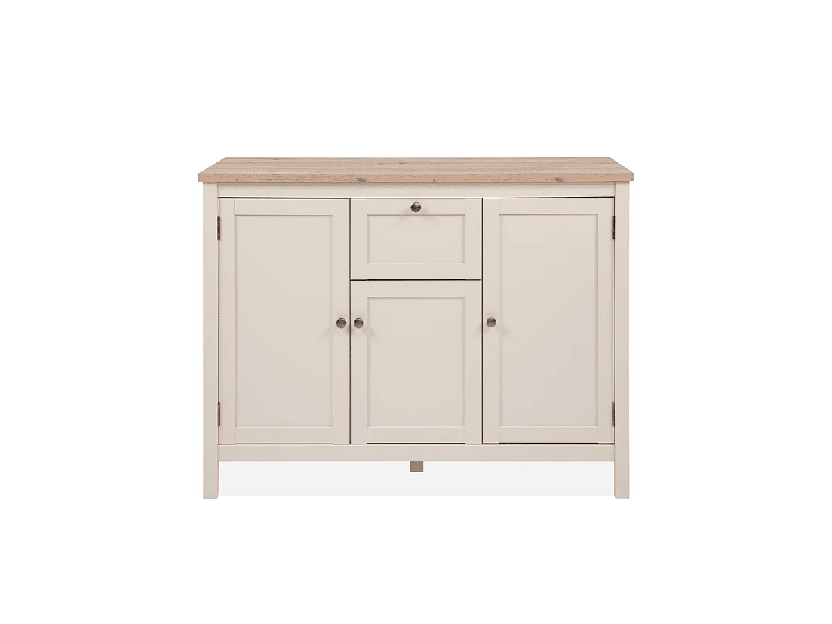 Credenza a 3 ante e 1 cassetto, effetto cashmere e rovere L120 cm - LUND