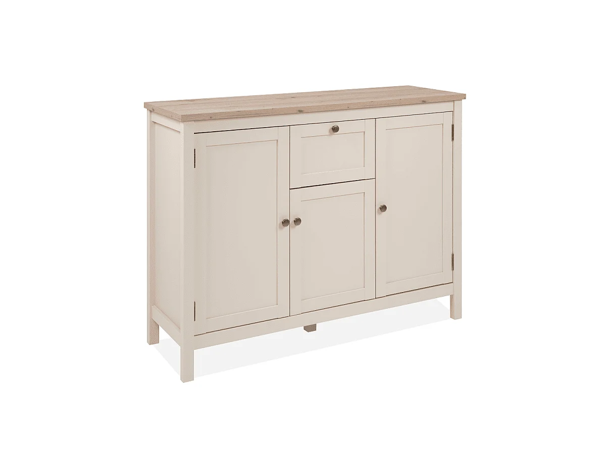 Credenza a 3 ante e 1 cassetto, effetto cashmere e rovere L120 cm - LUND