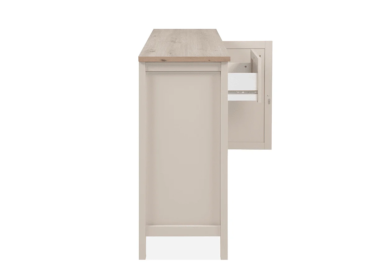 Credenza a 3 ante e 1 cassetto, effetto cashmere e rovere L120 cm - LUND