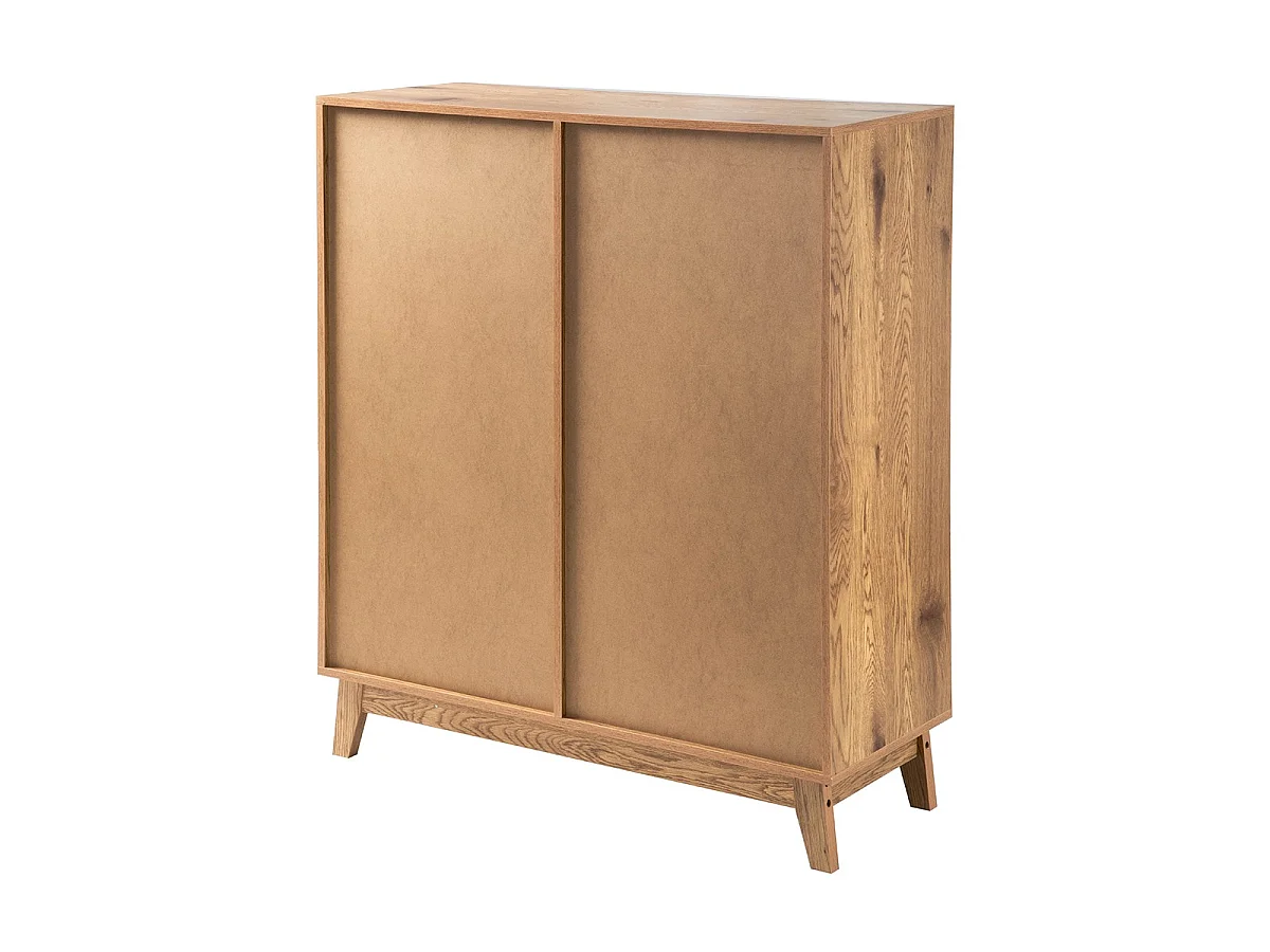 Mobile alto 2 ante 3 cassetti con facciate in rattan H120 cm - ALIA