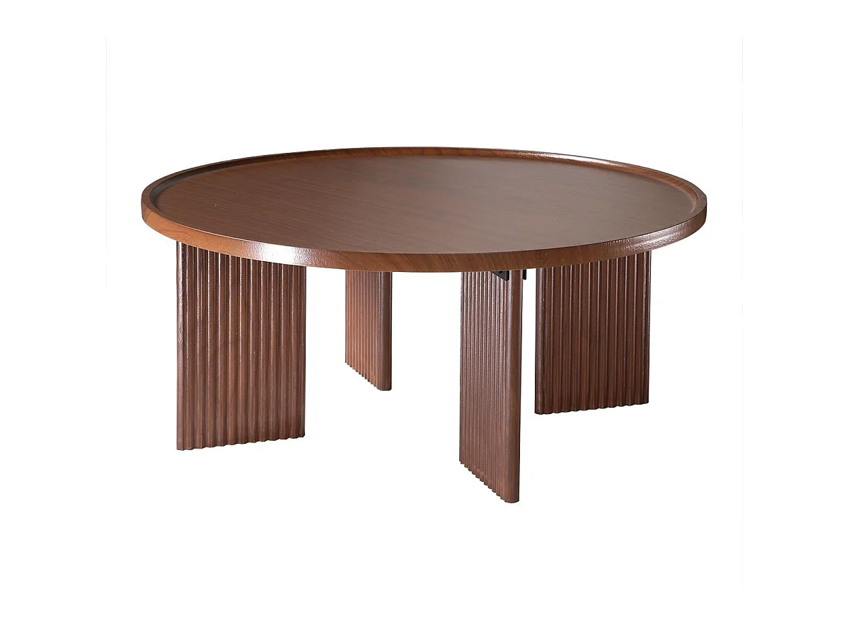 Runder Couchtisch Ø80 cm in nussbaum-Dekor NAIA