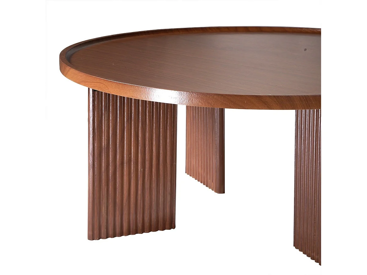 Runder Couchtisch Ø80 cm in nussbaum-Dekor NAIA