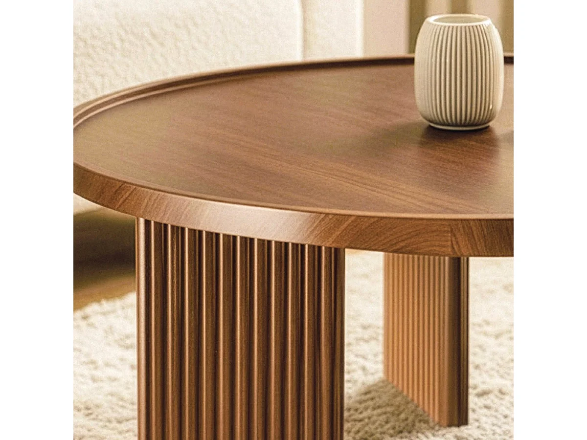 Runder Couchtisch Ø80 cm in nussbaum-Dekor NAIA