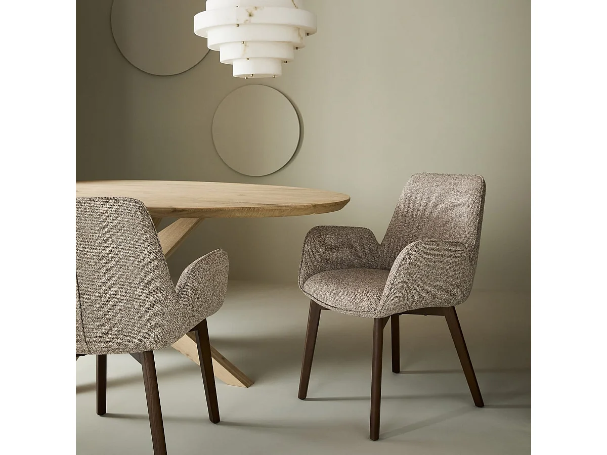 Set van 2 beige gestoffeerde stoel met armleuningen KARL