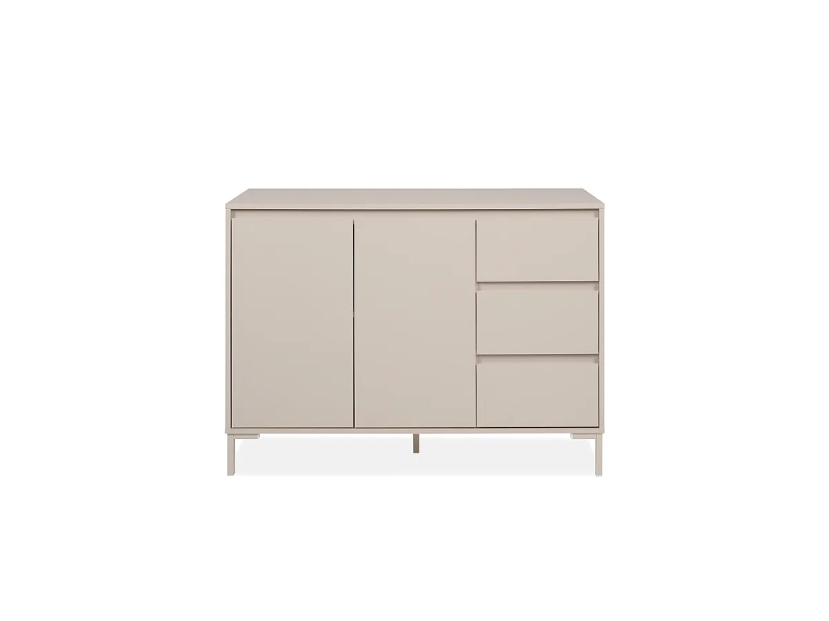 Buffet 2 portes et 3 tiroirs couleur cachemire L120 cm - NERIO