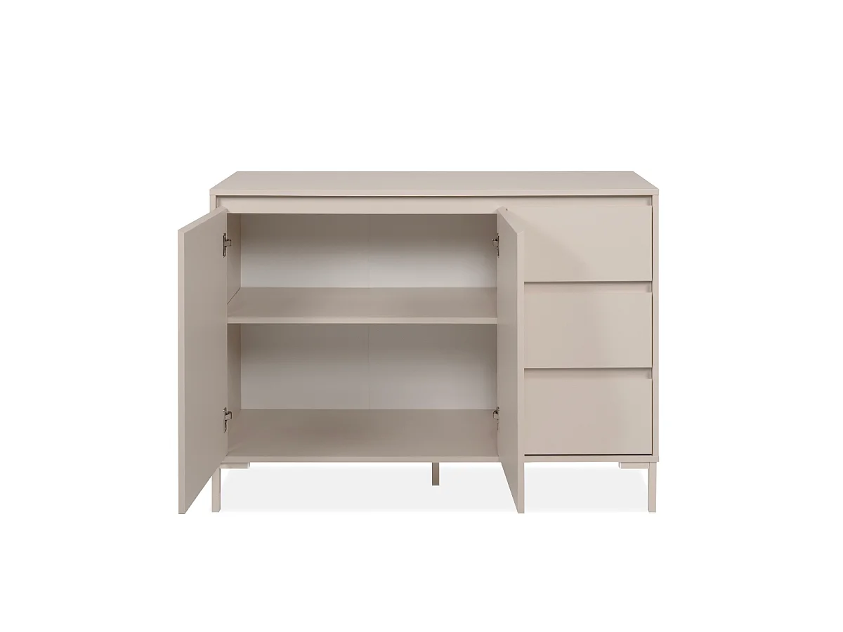 Buffet 2 portes et 3 tiroirs couleur cachemire L120 cm - NERIO