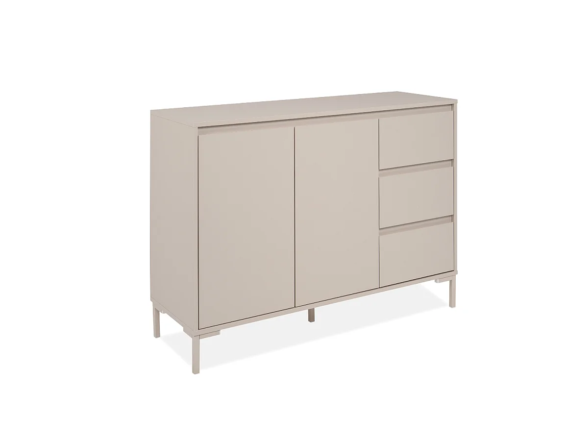 Buffet 2 portes et 3 tiroirs couleur cachemire L120 cm - NERIO