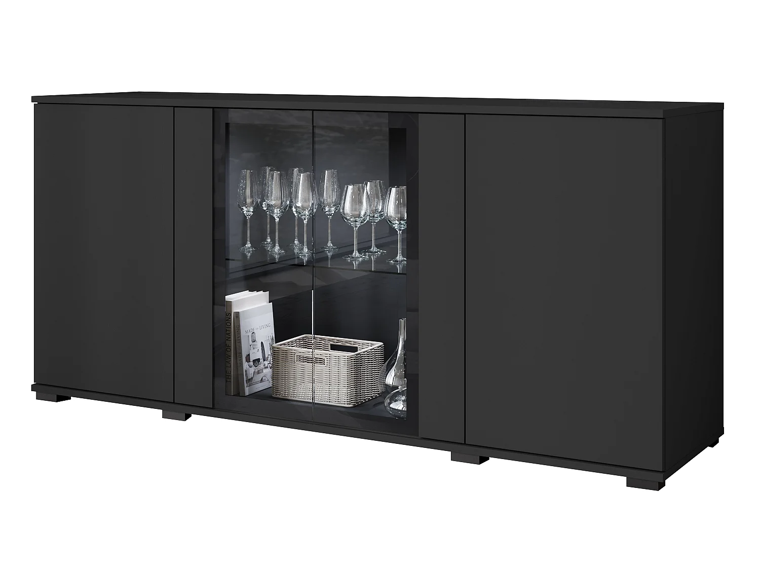 FARO-Kommode, Sideboardbreite 150 cm, Farbe: Schwarz