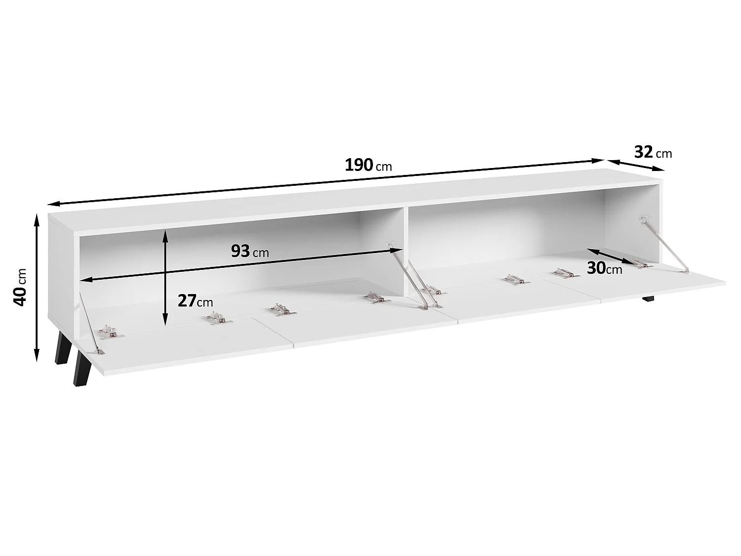 LOKET TV-meubel 190 cm, elegant dressoir met opbergruimte en hoge poten, matera/kastanjebruine kleur