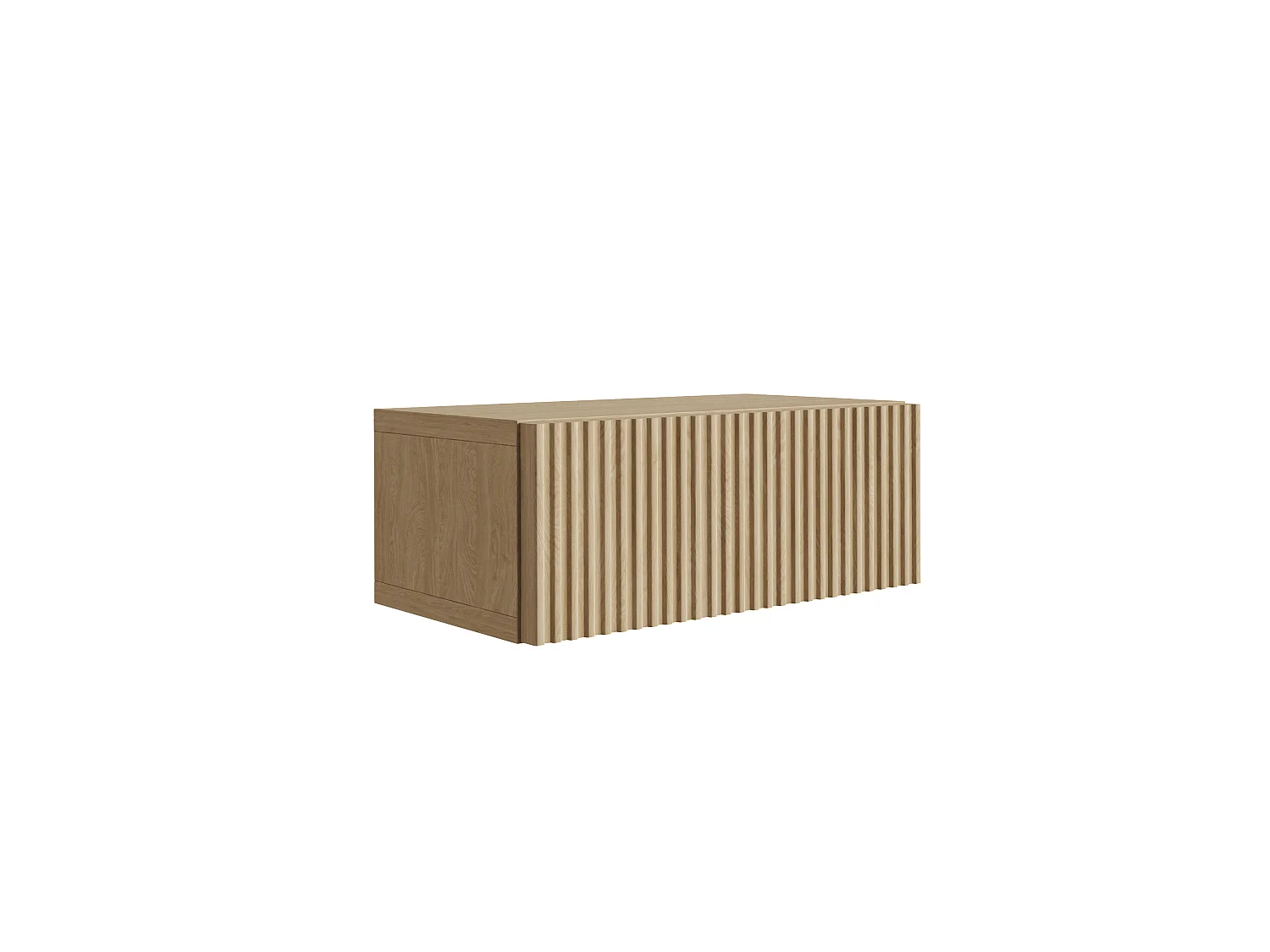 Table de chevet suspendue avec tiroir, façade rainurée, chêne huilé, 40 x 21,6 x 16 cm