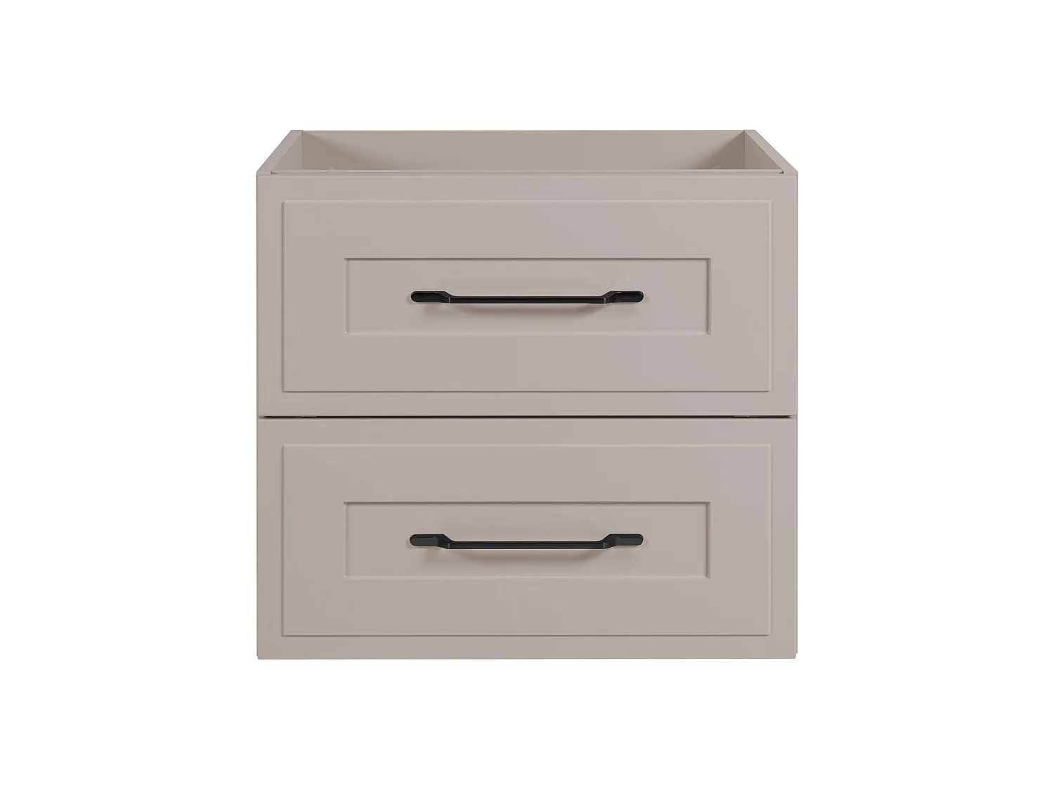 Wall-hung bathroom cabinet 60 cm with drawers, cashmere body + cashmere worktop, black handles, 60 x 46 x 58.6 cm