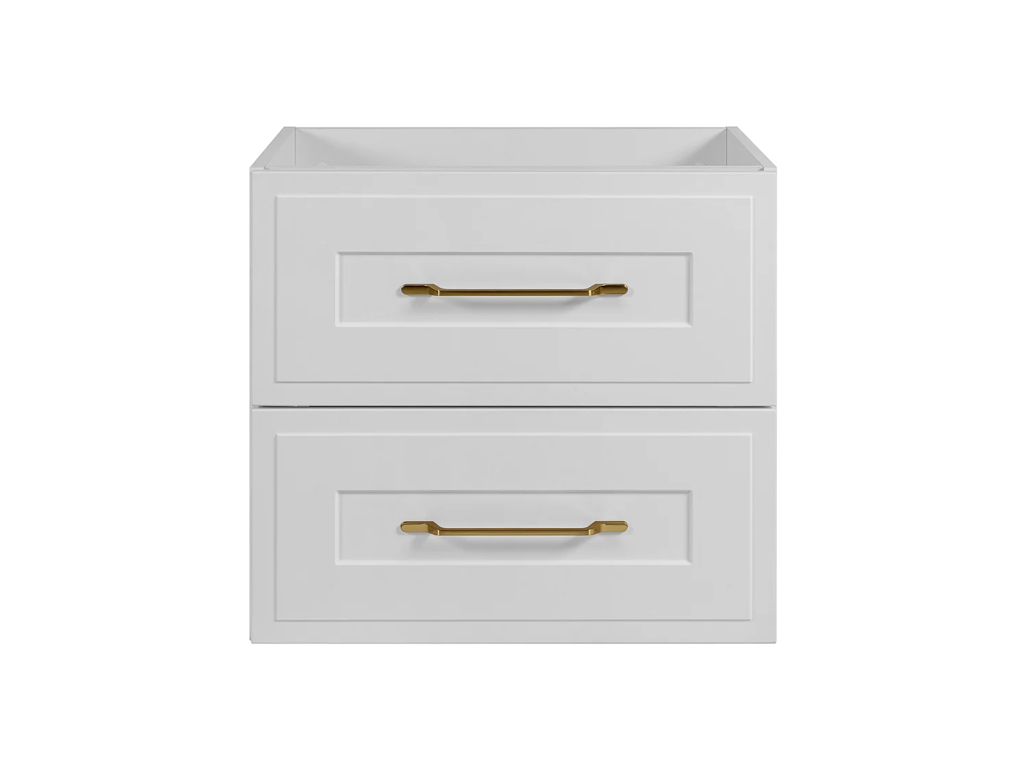 Væghængt badeværelsesskab 60 med skuffer, korpus: hvid + bordplade: hvid, greb: guld, 60 x 46 x 58,6 cm