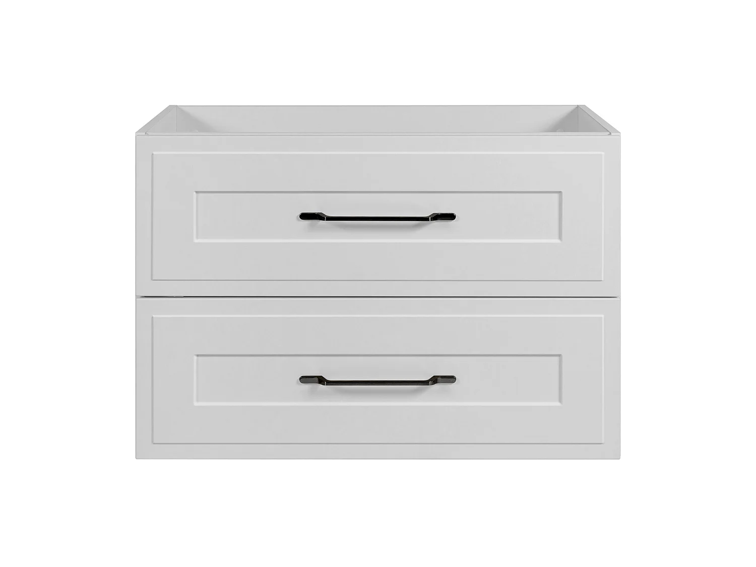 Væghængt badeværelsesskab 80 med skuffer, korpus: hvid + bordplade: Bianco marmor, greb: sort, 80 x 46 x 58,6 cm