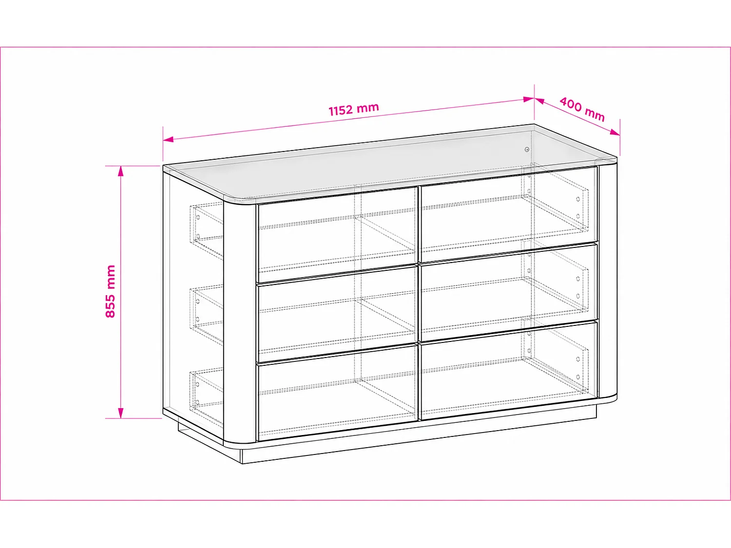 Cómoda con 6 cajones para salón y dormitorio, roble nogal, 115,2 x 40 x 85,5 cm
