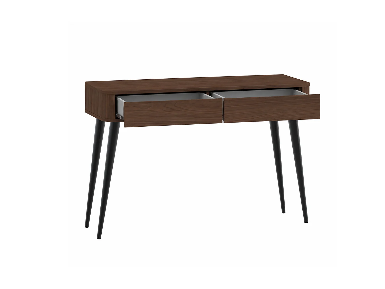 Schminktisch auf Beinen mit 2 Schubladen, Nussbaum-Eiche, 115,2 x 40 x 77,5 cm