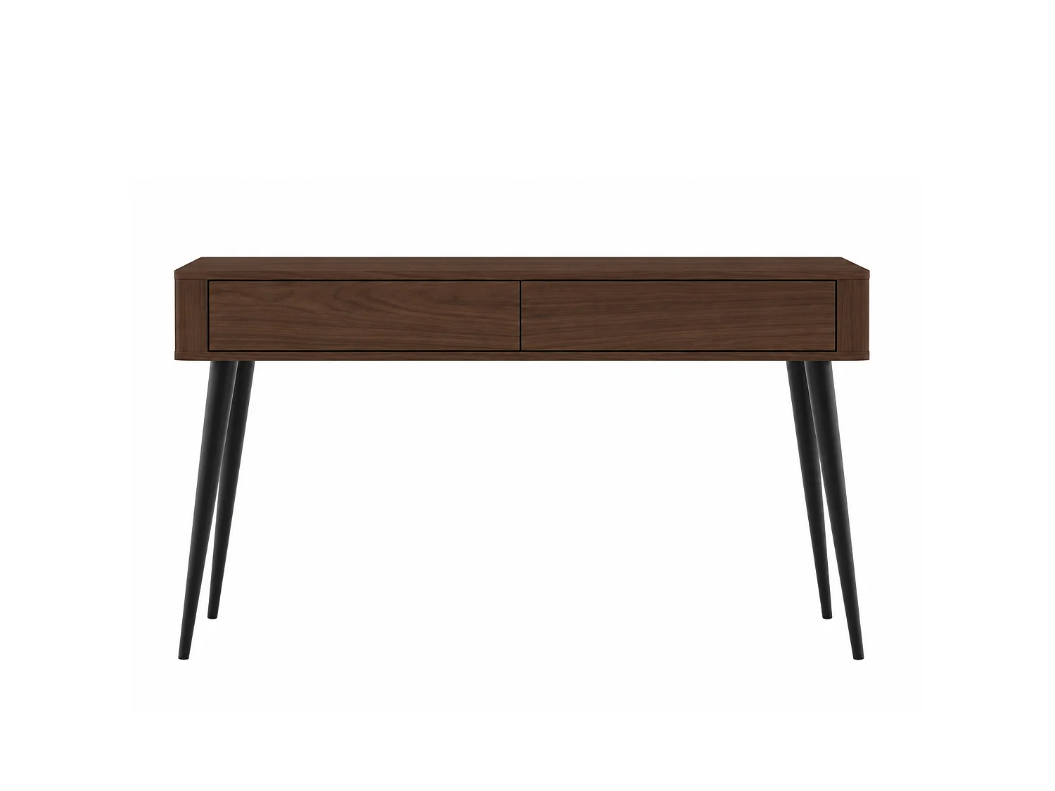 Schminktisch auf Beinen mit 2 Schubladen, Nussbaum-Eiche, 115,2 x 40 x 77,5 cm