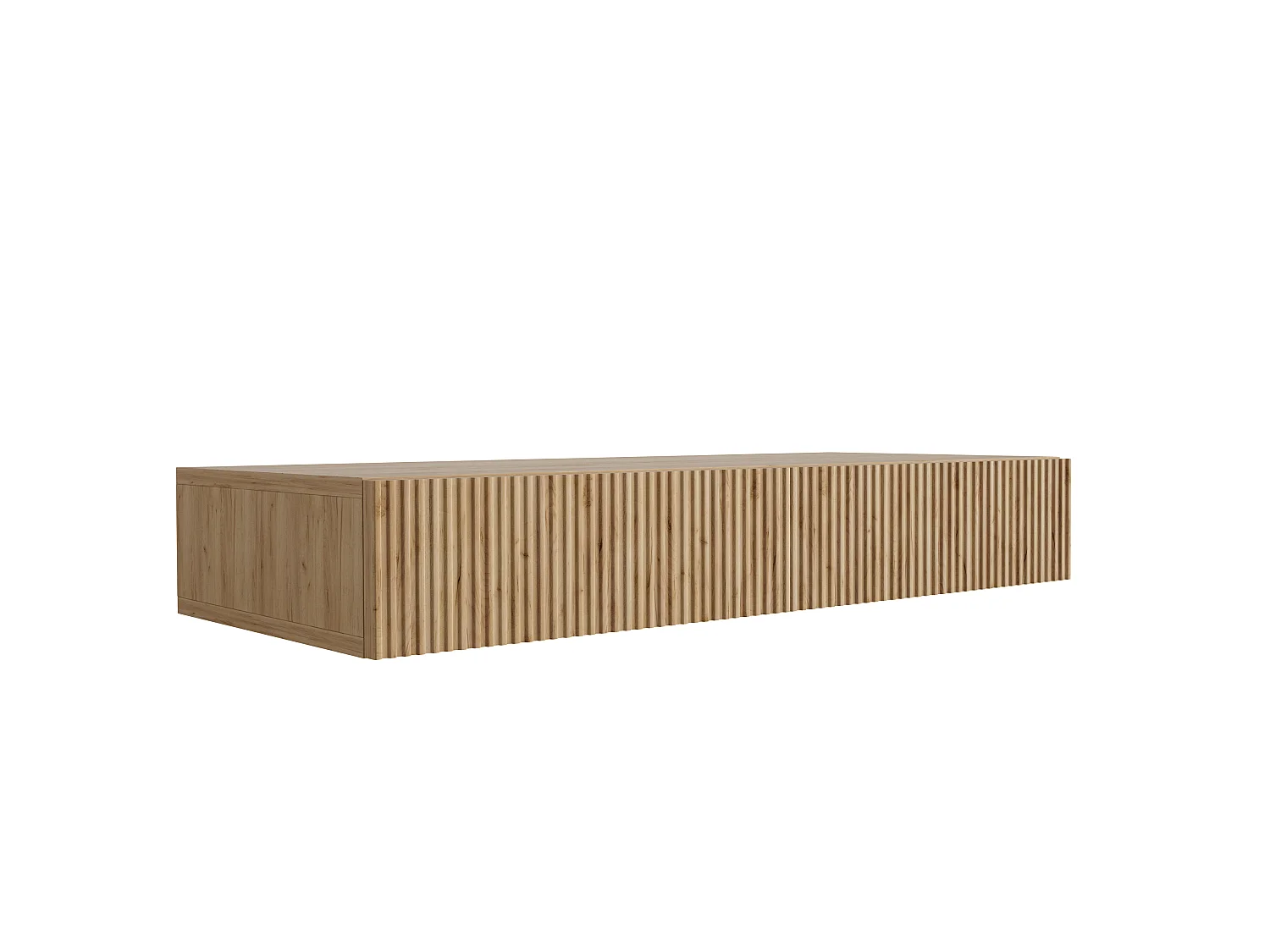 Wandhangende kaptafel met twee laden, geribbelde voorkant, Craft-eiken, 100 x 39,6 x 16 cm