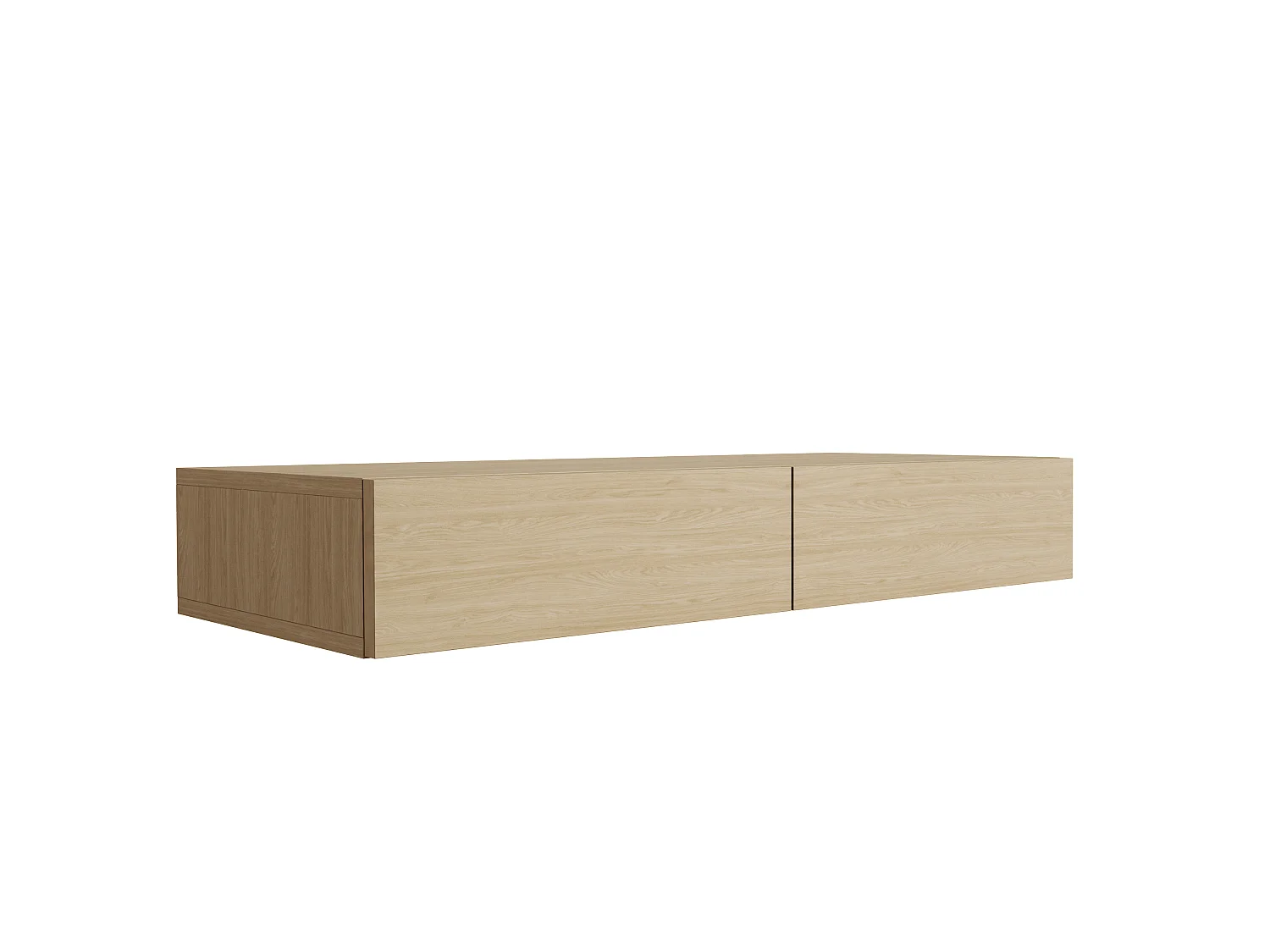 Wandhangende kaptafel met twee laden, gladde voorkant, geolied eiken, 100 x 39,6 x 16 cm