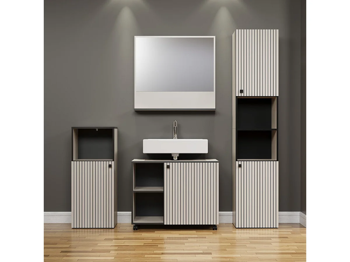 Rangement bas de salle de bain 1 porte et 1 niche L40 cm - PUREBLISS