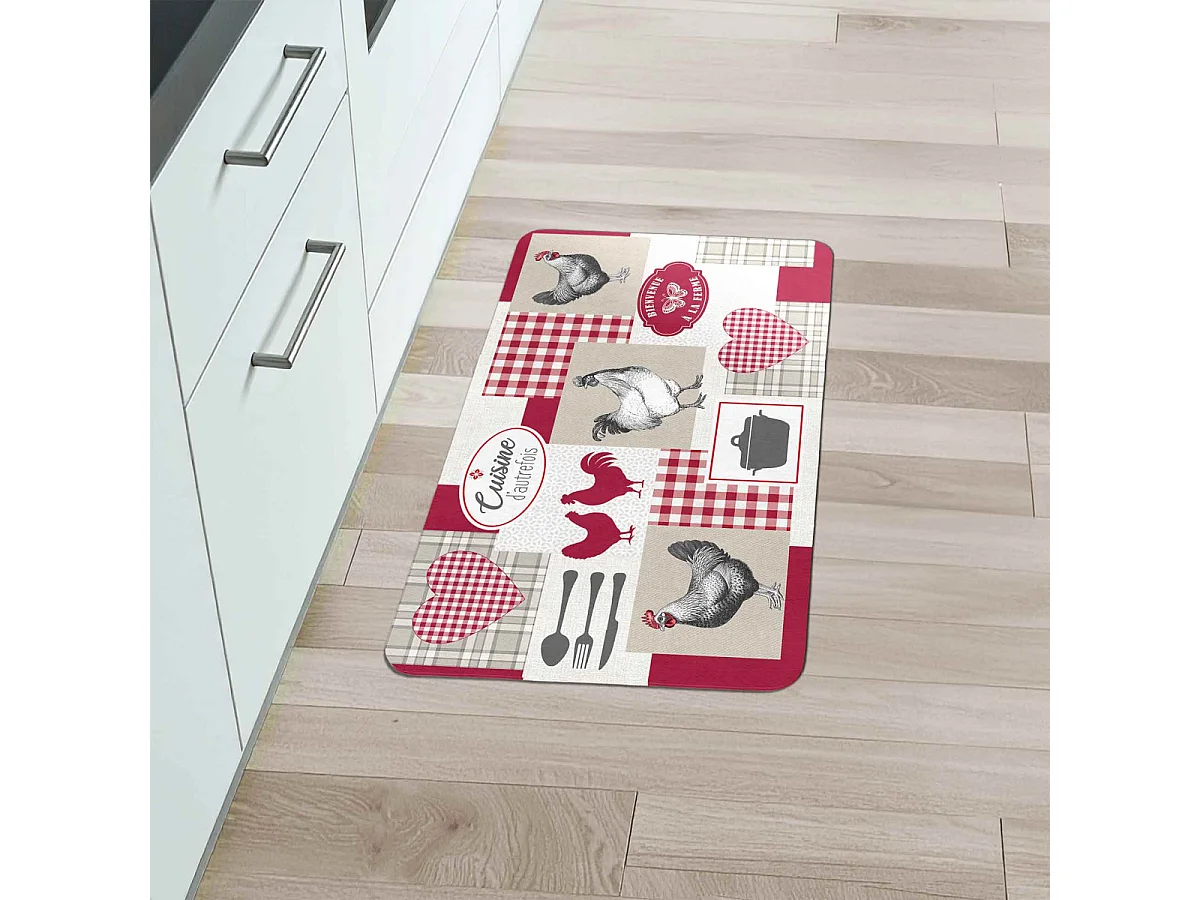 Tapis de Cuisine Mousse "Vickie" 45x75cm Rouge