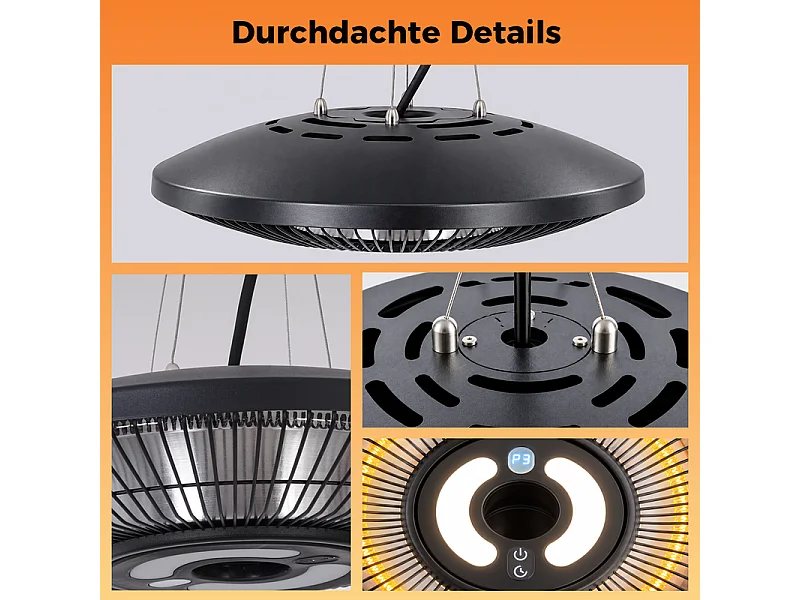 NETTLIFE Radiateur infrarouge chauffage suspendu pour extérieur 2000 watts avec