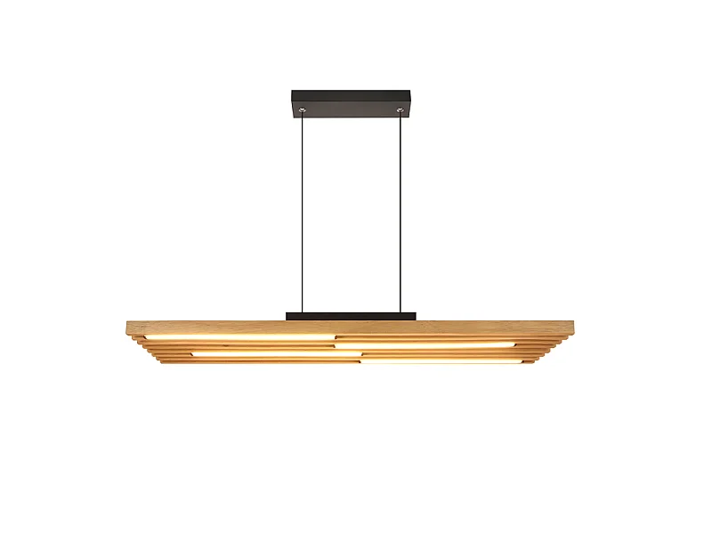 NETTLIFE Houten hanglamp voor eettafel, 33W, dimbare pendellamp met afstandsbediening