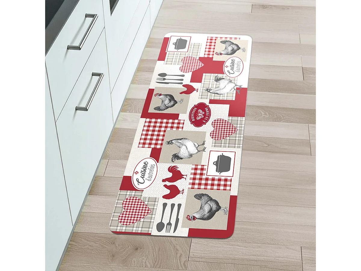 Tapis de Cuisine Mousse "Vickie" 45x120cm Rouge