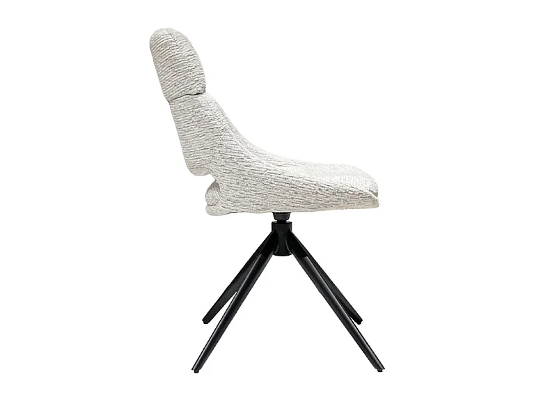 Chaise de repas pivotante 360° tissu doux écru et pieds métal – MAPLE