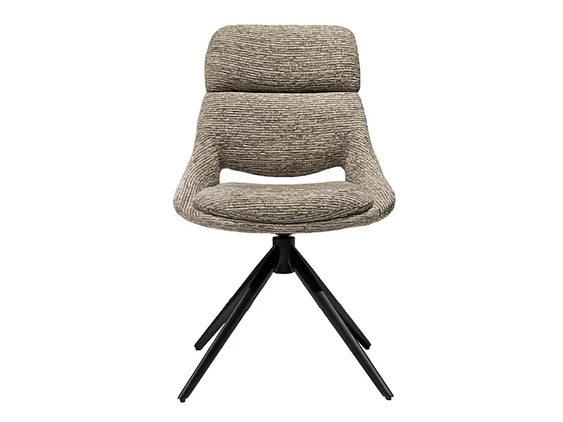 Lot 2 chaises de repas pivotantes 360° tissu taupe pieds métal – MAPLE
