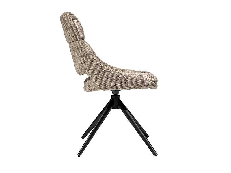 Lot 2 chaises de repas pivotantes 360° tissu taupe pieds métal – MAPLE