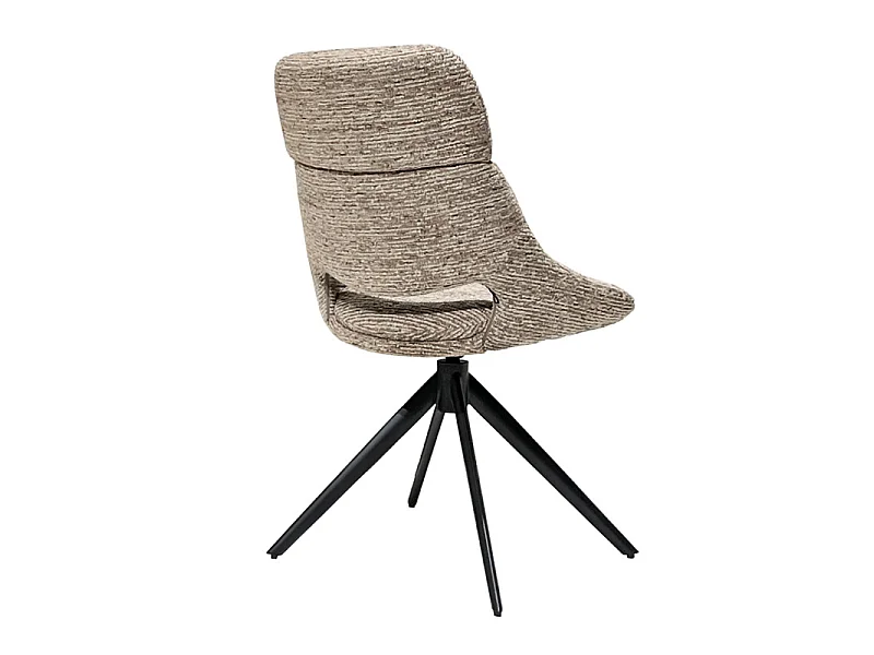 Lot 2 chaises de repas pivotantes 360° tissu taupe pieds métal – MAPLE