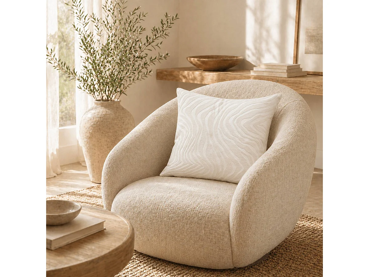 Coussin Déco en Velours "Zebris" 40x40cm Naturel