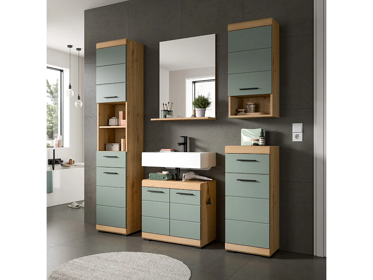 Meuble de rangement salle de bain 1 porte 1 tiroir H88 cm - GIO