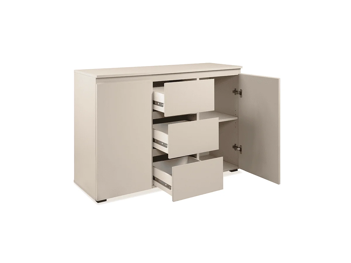 Credenza a 2 ante e 3 cassetti, color cashmere L120 cm - ELVA