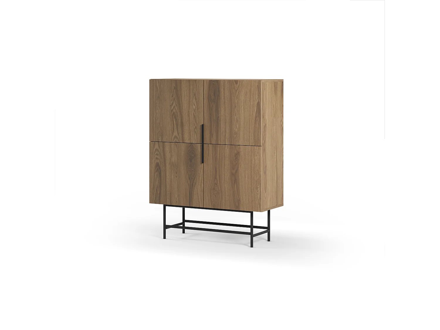 Madia alta 4 ante, finitura rovere scuro, H 128 cm - RIMA