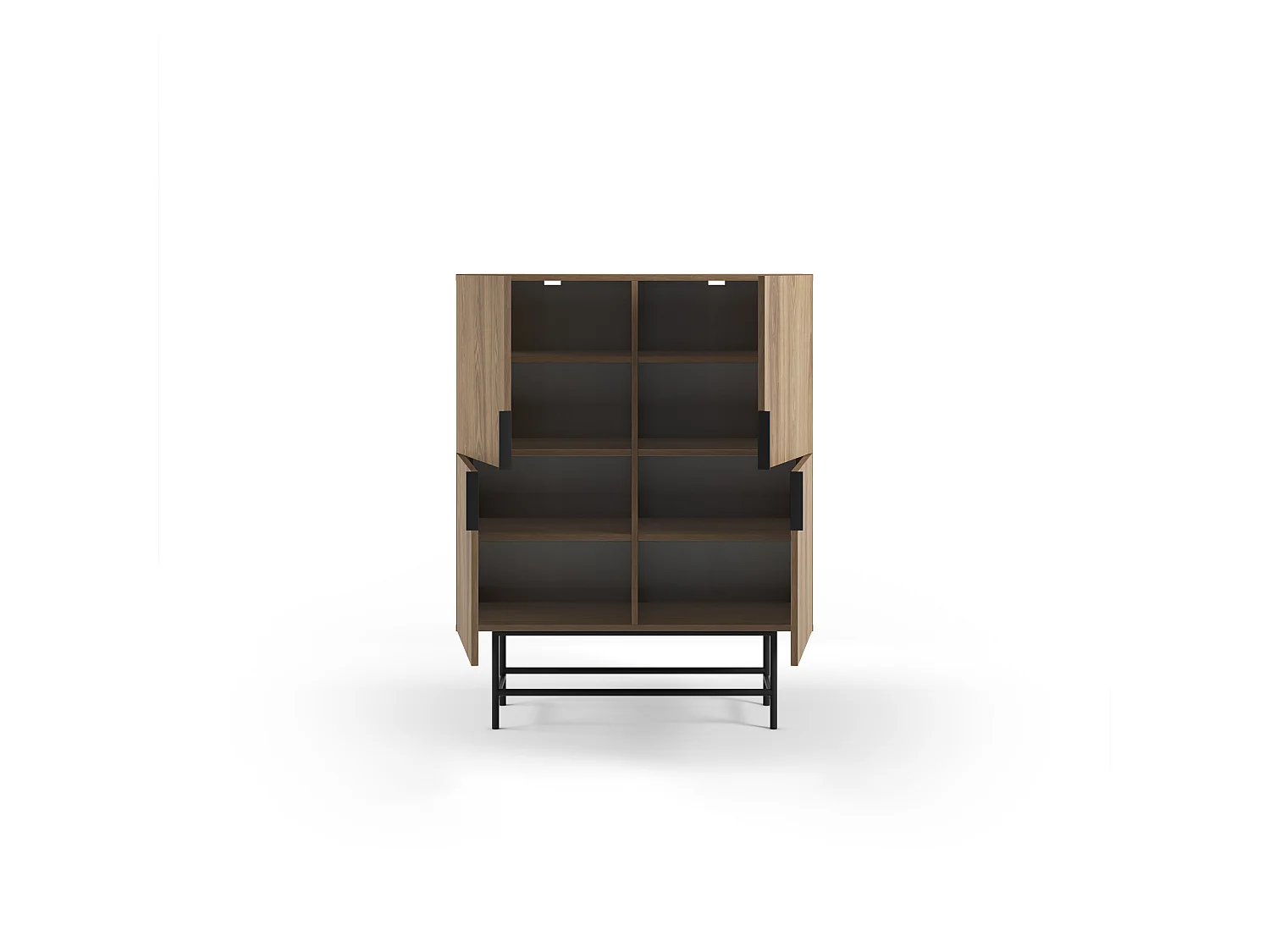 Madia alta 4 ante, finitura rovere scuro, H 128 cm - RIMA