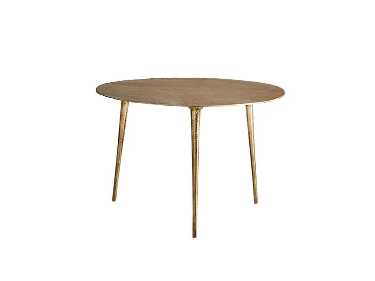 Petite table basse gigogne en aluminium finition laiton doré - MOON
