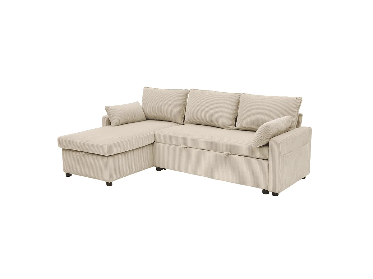 Canapé convertible 3 places en velours côtelé L219 cm - LOUISON