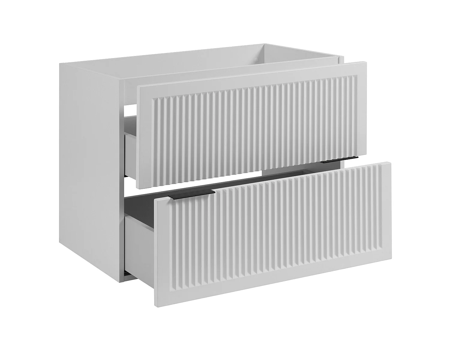 Væghængt badeværelsesskab 80 med skuffer, korpus: hvid + bordplade: Bianco marmor, greb: sort, 80 x 46 x 58,6 cm