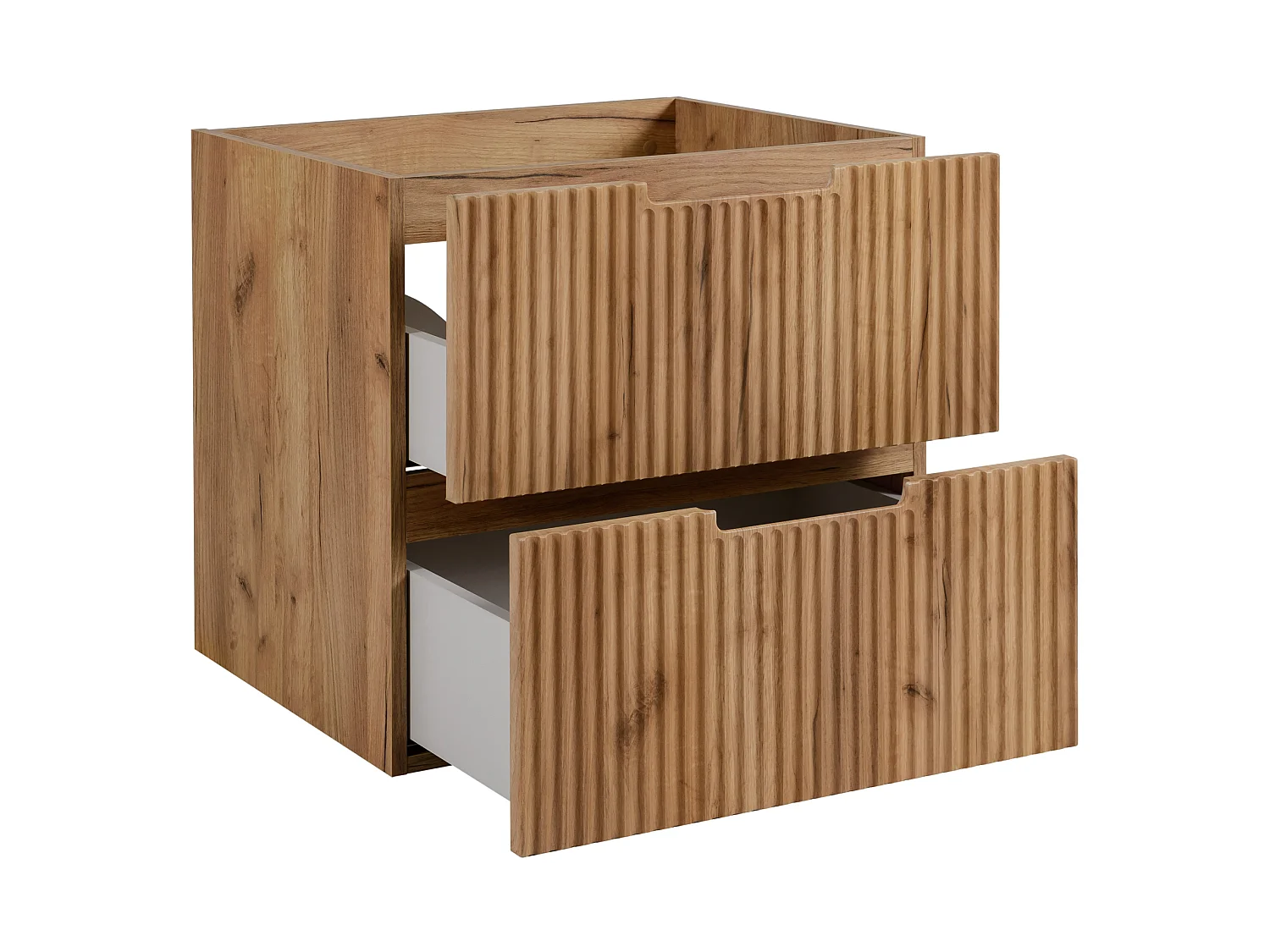 Væghængt badeværelsesskab 60 med skuffer, korpus: craft eg + bordplade: craft eg, med greb, 60 x 46 x 58,6 cm