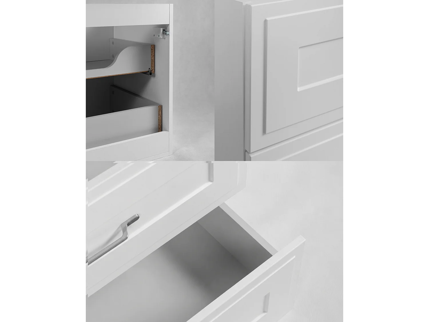 Mobile bagno sospeso 60 cm con cassetti, colore bianco + top marmo Bianco, maniglie color argento, 60 x 46 x 58,6 cm